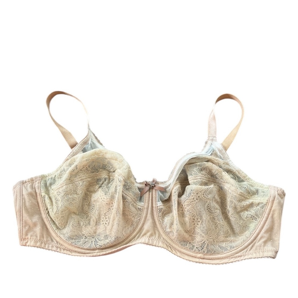 Wacoal Retro Chic Full Figure Underwire Nude Lace Bra Unlined Size 40D